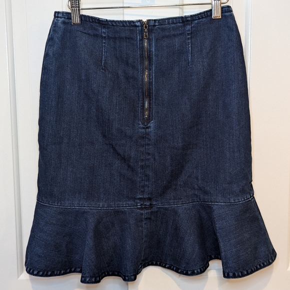 Leifsdottir Anthropologie Lana Denim skirt dark wash ruffle size 4 - Picture 4 of 8